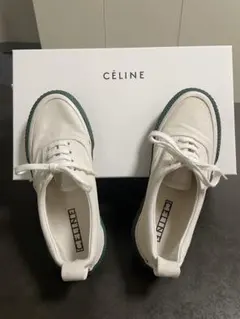 CELINE キャンバス スニーカー ホワイト グリーンのサムネイル