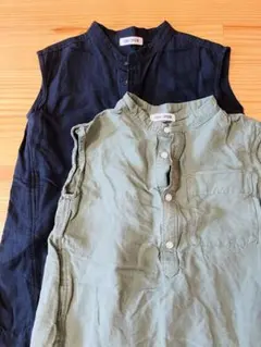 【美品】半袖シャツ 105cm ネイビー カーキ 2枚セット