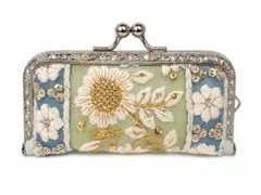 ハンドメイド がま口 印鑑ケース インド刺繍 花柄のサムネイル