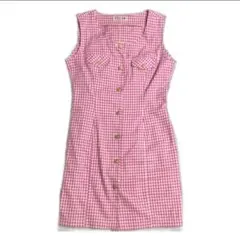 90s Elle エル　ギンガムチェックワンピース　平成ギャル　姫ギャル