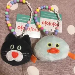 mojojojo ビーズチェーン付きフェイスマスコット　 ねこ　ひよこ