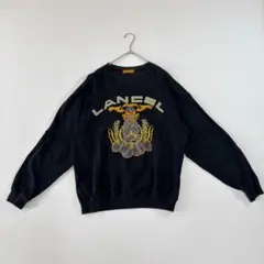LANCEL PARIS ビンテージス ウェット トレーナー 刺繡 L 黒 古着のサムネイル