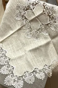 アイボリー テーブルクロス レース装飾