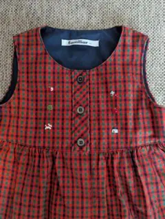 familiar ジャンバースカート 赤緑チェック