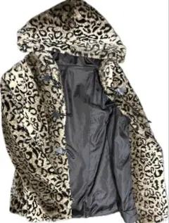 ヒョウ柄 フード付き ファーコート