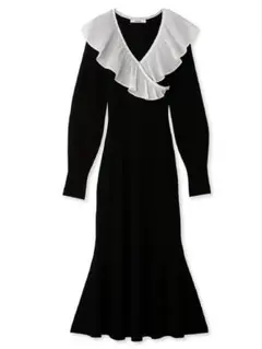 SNIDEL シフォンプリーツカラーニットワンピースSWNO234129