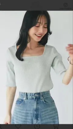 ラブティックボンボン♡ラメリブ5分袖ニット　ミントのサムネイル