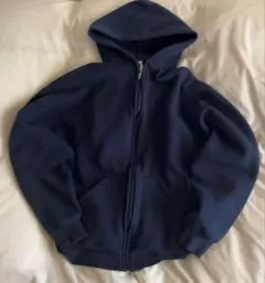 90s ラッセルアスレチック ジップパーカー　ネイビー L 短丈