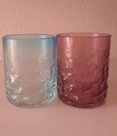琉球ガラス 2個セット コップ 琉球ビードロ ロックグラス 水色