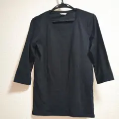 ユニクロエクストラファインコットン ブラック 七分袖Tシャツレディース XL