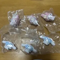 めがねっこちゃフィギュア6個 シナモンロール　マイメロディー　カプセルトイ