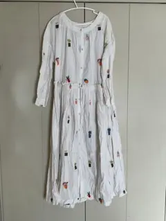 Fillil シャツワンピース　フラワーポット　刺繍　花 森ガール