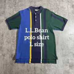 L.L.Beanエルエルビーン ポロシャツ マルチカラー 切替 鹿の子 M半袖