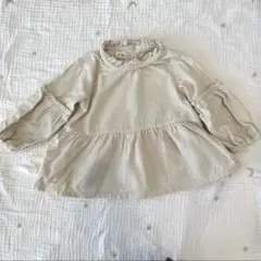 ベージュ フリル付きチュニック 70~80 원피스 ティアード フリルネック
