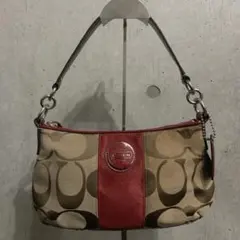 COACH シグネチャー 2WAY ショルダーバッグ ハンドバッグ レッドライン
