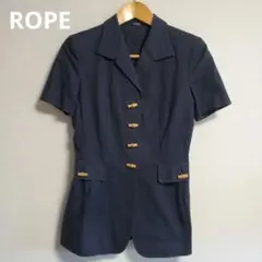 ロペ ROPE 半袖 ジャケット バンブーボタン ストレッチ レトロ ペプラム