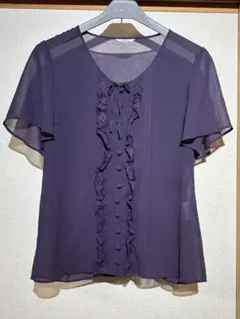 よ*ん様 インゲボルグ　パープル　シフォンブラウス　レース　上品