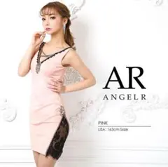 エンジェルアール ピンク Mサイズ タイトドレス レース装飾