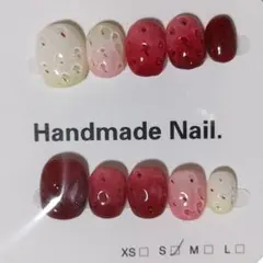 ネイルチップSサイズ10枚いちごイチゴ苺ショートオーバル果物グラデーション赤白