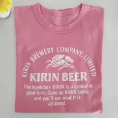 KIRIN 麒麟 キリンビール ロゴTシャツ ピンク 日本製 サイズフリー
