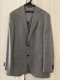 【美品】REDA グレー チェック ビジネススーツ