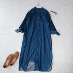 アーバンリサーチ デニムワンピース バンドカラー ゆったり