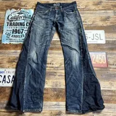 再構築 リメイク フレアデニム パッチワーク ワイドパンツ 切替デニム メンズL