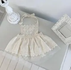 90 エプロン ワンピース 女の子 レース チュール 子供 子供エプロン 白