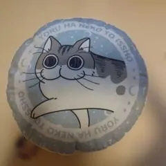 夜は猫といっしょ クッション 中水色のサムネイル