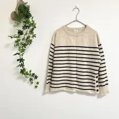 ［tsukuru&Lin］ボーダー長袖ニット（M）ラウンドネック 毛使用