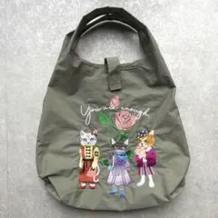 大人気　猫刺繍　エコバッグ　グレー