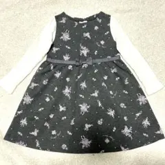 メゾピアノ　グレー花柄長袖ワンピース　120cm セミフォーマル　女の子　キッズ