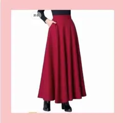 スカート ロング レディース 厚手 フレア ハイウエスト マキシ丈 Aライン