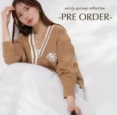 新品タグ付き　Mystrada　配色ケーブルカーディガン　濃ピンクのサムネイル