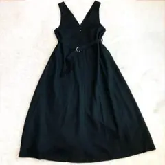 アーバンリサーチ 洗える Vネック ロング ワンピース ジャンスカ Aライン 黒