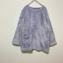 1757【ルームウェア】sizeM フリース もこもこ クルーネック パープル