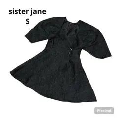 シスタージェーン　ジャガード ラップワンピース 黒　半袖ワンピース　チュニック