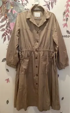 ehka sopo シャツワンピース　羽織り　ウエストギャザー　F ベージュ