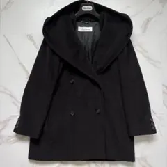 美品✨マックスマーラ 白タグ カシミヤ混オーバーコート ブラック L相当 MAX MARA マックスマーラ イタリア製 白タグ カシミヤ混