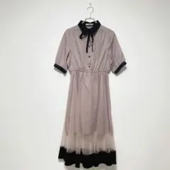 【グレイル】美品✨ シフォン 半袖 ひざ丈 ワンピース フリーサイズ