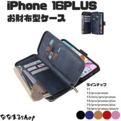 iPhone 16 PLUS　手帳型スマホケース　ネイビーブルー　財布　小銭入れ