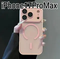 iPhone17ProMax ケース　ピンク　半透明　マグセーフ　レンズカバー