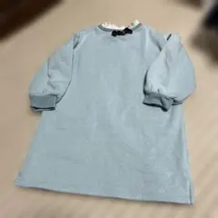 aprèsles cours 水色リボン付き長袖ワンピース110㎝