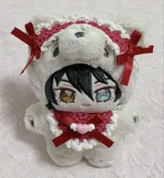 いつぬい ぬい ぬい服 スタイ ヘッドドレス レッド×ホワイト 編み物