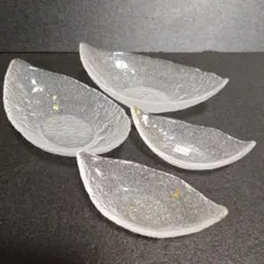 未使用 江戸硝子 吉谷硝子 金彩淡雪 びいどろ工房 舟形小鉢セット　お正月 未使用 江戸硝子 吉谷硝子 金彩淡雪 びいどろ工房 舟形小鉢セット