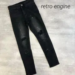 retro engine レトロエンジン ブラックダメージスキニージーンズ　黒のサムネイル
