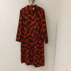 pierre cardin ダークオレンジ黒幾何学模様 ワンピース 11