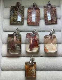 在庫処分！天然高透明四季ガーデンクォーツペンダントトップ金具s925刻印あり7個