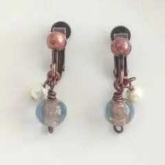 [60]とんぼ玉とコットンパールのイヤリング 大人可愛い シンプル 小ぶり 上品