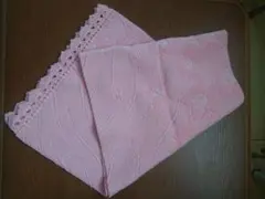 和装用 ピンク 花柄 ニットショール レースエッジ